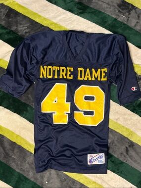 Vintage 1980’s Champion Navy and Gold Notre Dame #49 Football Jersey
